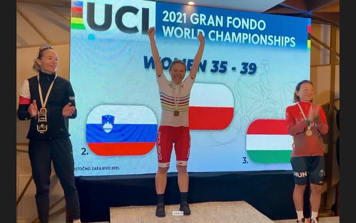 Podium Mistrzostw Świata UCI Gran Fondo 2021